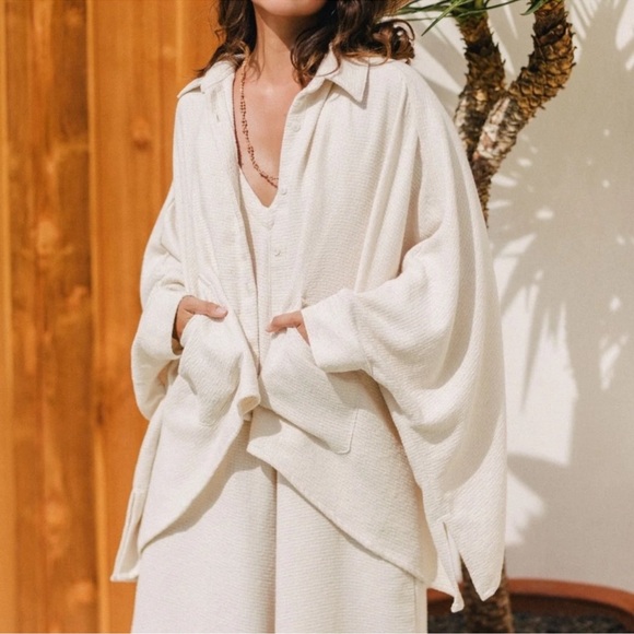 Myrah Penaloza Jackets & Blazers - Myrah Penaloza - COTTON Cream Shirt Jacket